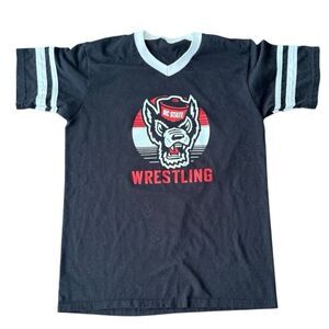 NC State Wolfpack Wrestling Shirt Black Ringer Tee
